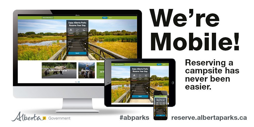 Albertaparks's tweet photo. #abparks is now mobile! If you can access the internet - you can reserve camping online @ https://t.co/lVtUQsPZuB https://t.co/c5OaEGd79J
