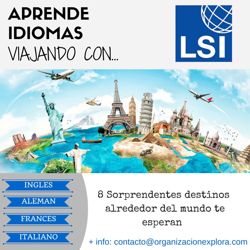 explora_edu's tweet photo. Viaja por el mundo, Aprende Idiomas y vive la experiencia con LSI
#explorausa #LSI #ingles #explora contactanos https://t.co/CNOS7MwAI5