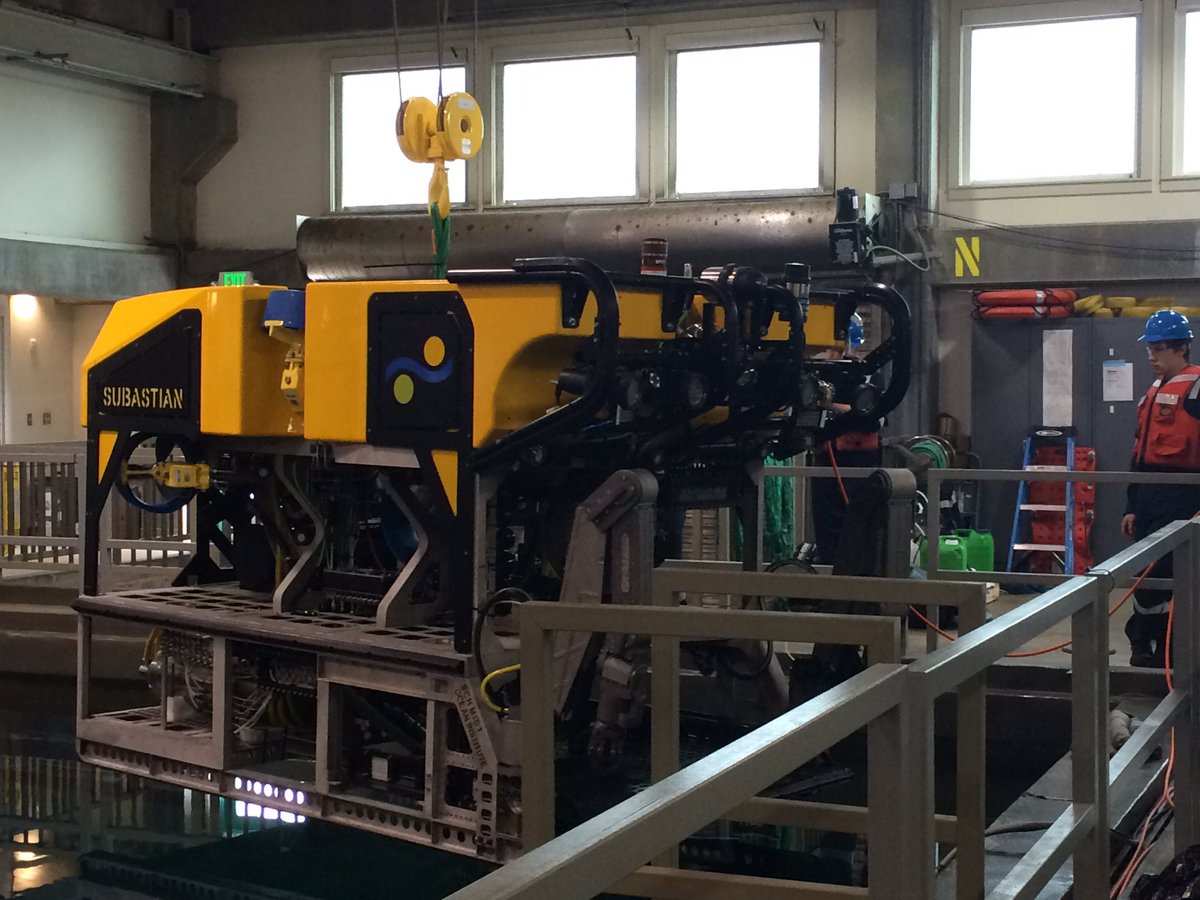SchmidtOcean's tweet photo. Great Tank testing with new ROV  @MBARI_News 30' Tank in Moss Landing. ROV officially named SuBastian! https://t.co/O83NJ52vWn