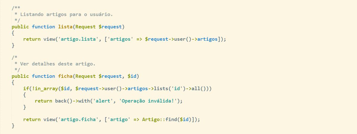 micaweb's tweet photo. Em determinadas situações com Laravel, não é necessário nem middleware ou permissões de usuário. https://t.co/X8GTiZTFou