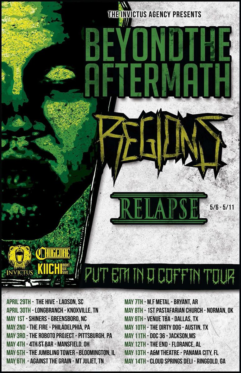 "PUT EM IN A COFFIN TOUR" 

<a href="/RegionsNC/">Regions</a> / <a href="/RelapseTN/">RELAPSE</a> 

Two more days.
Get ready.

死亡