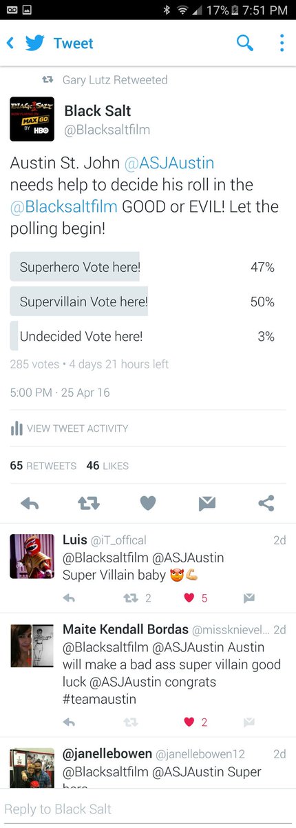 Blacksaltfilm's tweet photo. NEWS UPDATE! EVIL stretching its lead! Where is GOOD? Vote now for your support! @ASJAustin #PowerRangers strttch https://t.co/juUPjA4zR4