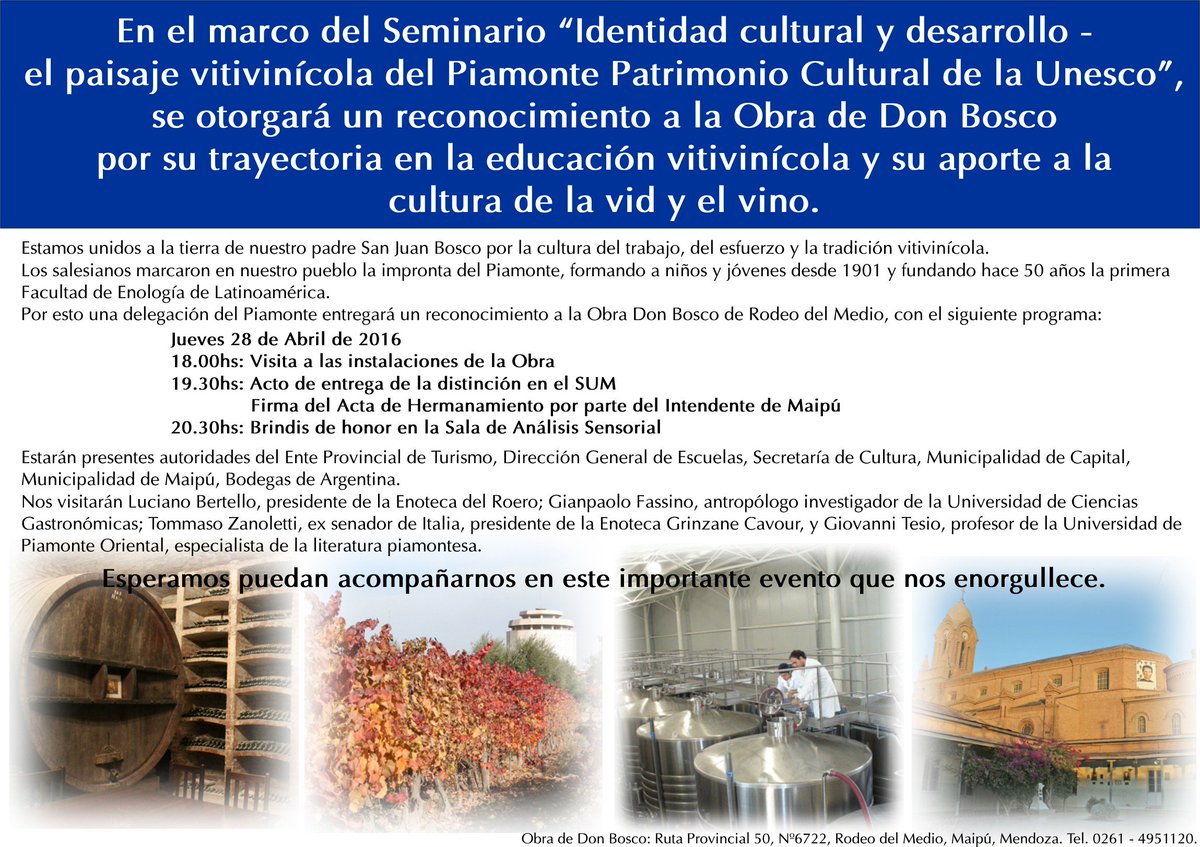BodegaDonBosco's tweet photo. Invitación entrega de reconocimiento a la Obra de Don Bosco desde el Piamonte. https://t.co/s7jShdHKun