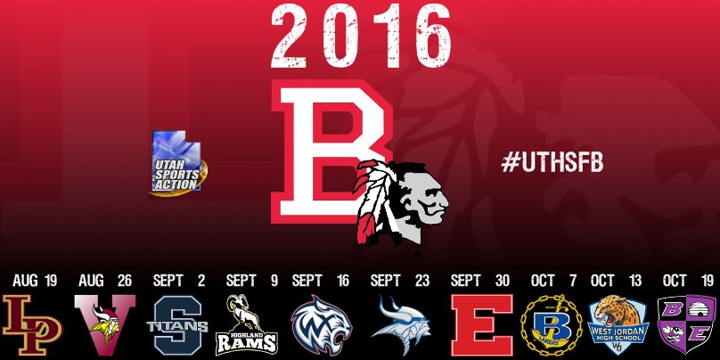 Utah High School Football: Bountiful Braves 2016 Schedule. #UTHSFB @BHS_FOOTBALL14 @3BravesOn3 @BountifulHigh