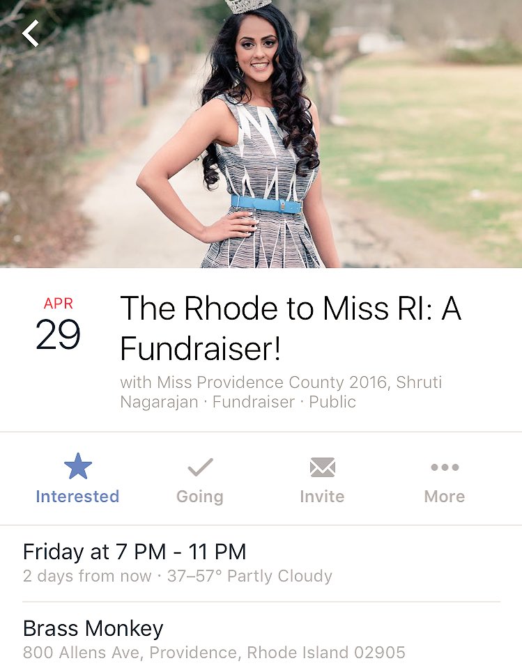 Miss Rhode Island Miss Ri Contestant And Brownuniversity Policy Alum Shruti Nagarajan Is Holding A Fundraiser This Friday