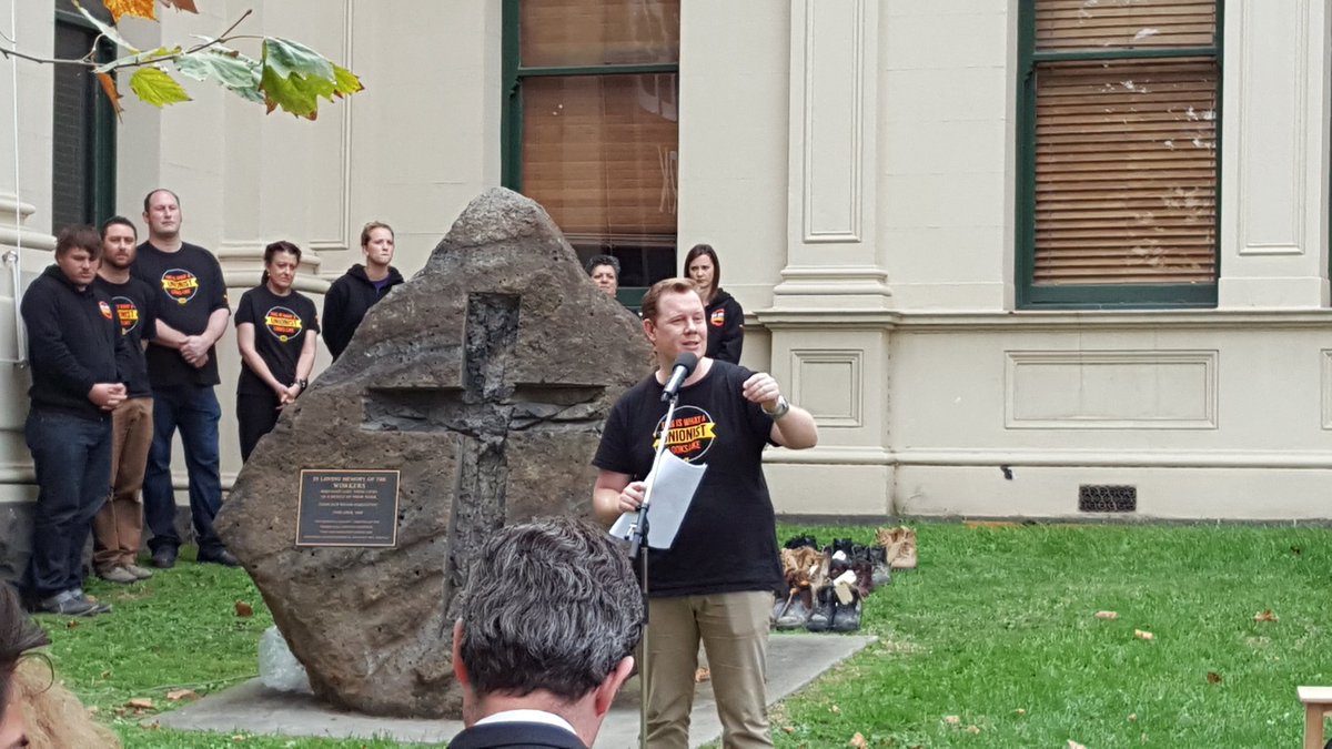 Luke Hilakari presides over the Workers Memorial today. Safety  first.
