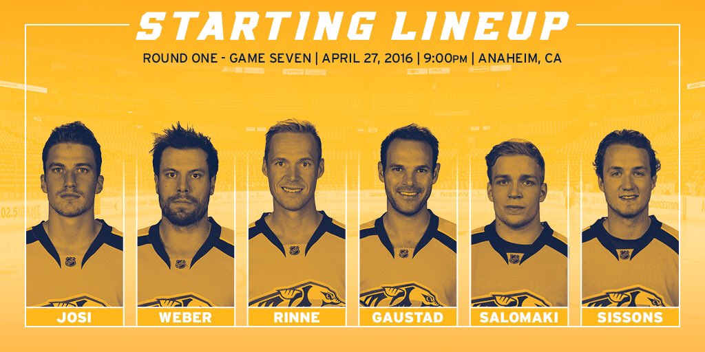 PredsNHL's tweet photo. Let's do this thing. #ANAvsNSH #Game7 https://t.co/ljVvJWwAln