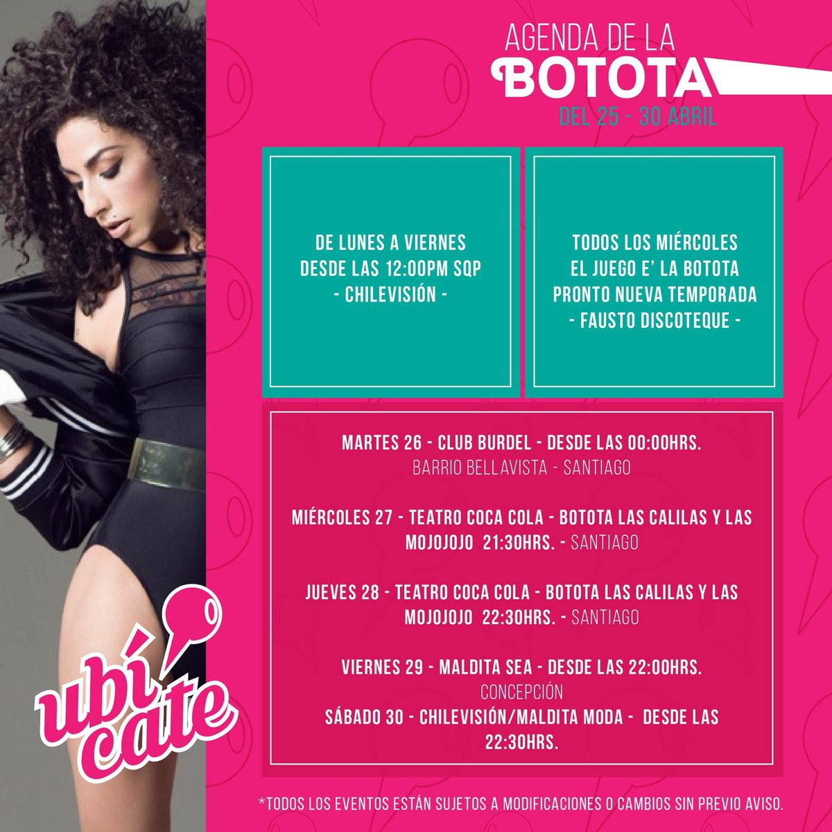 BototaFox's tweet photo. Amigos a contar de esta y todas las semanas @ubicate_chile publicará mi agenda de eventos para que los sigan 😘 https://t.co/1l1cA98oo8