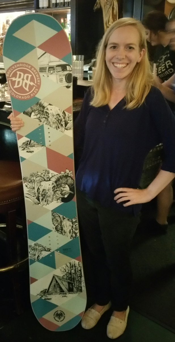 Congrats Katie Wesche for winning this badass <a href="/BreckBrew/">Breckenridge Brewery</a> snowboard in Sunday's raffle! She'll be shreddin in style!