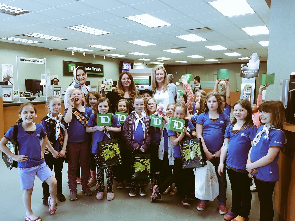 rachdej's tweet photo. Girl Guides of Canada stopped in to earn their banking badge! @ToddLinnen_TD @BrianGervais_TD https://t.co/XakUeqf6lx