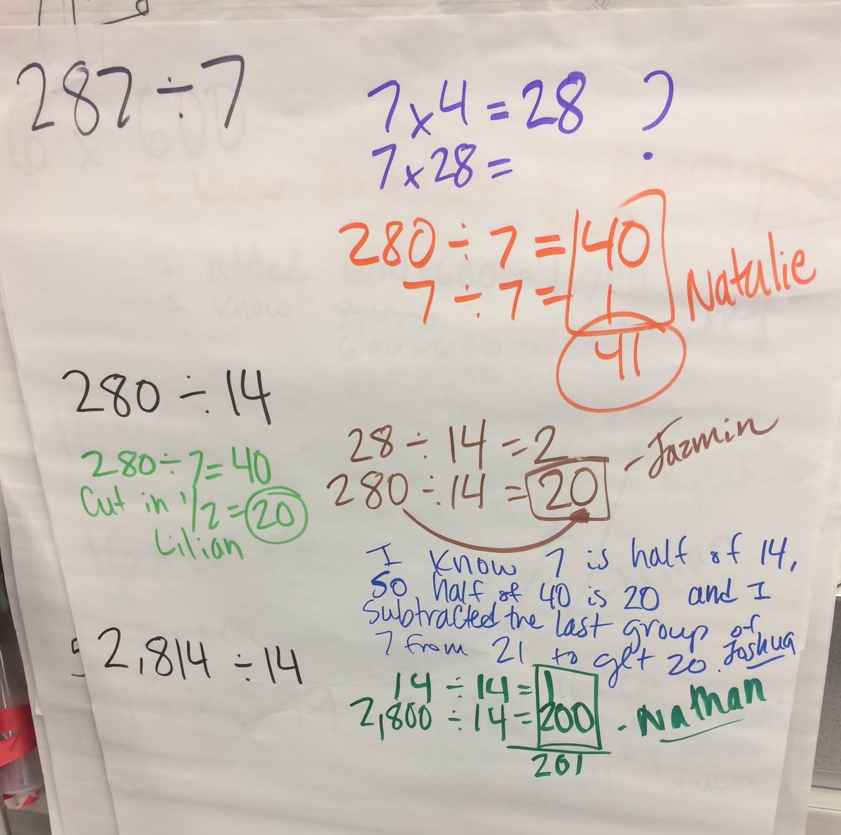 hyazzolino's tweet photo. #numberstring warm up today with my mathematicians! Really practicing their #mentalmath #partialquotient strategies! https://t.co/j0opi0i82Q