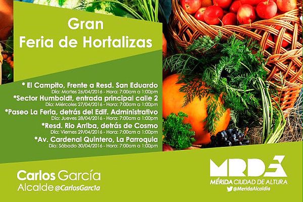 araquejesus21's tweet photo. La @MeridaAlcaldia te invita mañana a Gran Feria de Hortalizas, precios Solidarios en el Paseo La Feria desde 7am https://t.co/tzuYZN4Agm