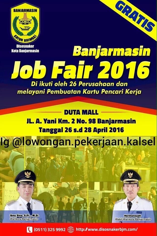 bjmUpdate's tweet photo. #eventBJM Banjarmasin Job Fair 2016 updaters yang mau cari kerja bisa langsung ke duta mall https://t.co/5wX4Bmx2ts