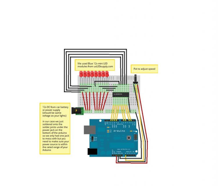 arduino_led's tweet image. Esquemas #Arduino con LED. Fila de LEDs estilo "El coche fantástico" ULN28034 portalarduino.com/photo/view/187…