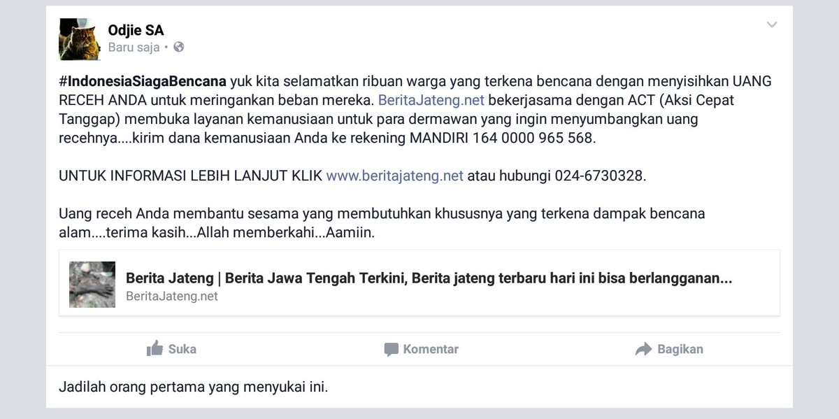 Yuk kita sisihkan uang receh untuk membantu sodara2 kt yang terkena bencana <a href="/ganjarpranowo/">Ganjar Pranowo</a> #Indonesia SiagaBencana