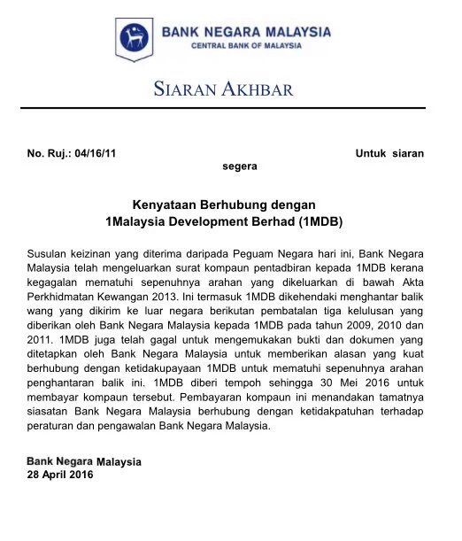 Surat Rasmi Kepada Bank Negara - Rasmi V