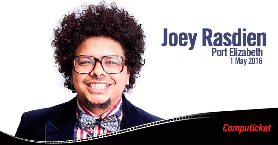 Computicket's tweet image. Check out @joeyrasdien's #PointofReference in PE's Boardwalk Amphitheatre on 1 May. Tickets: ow.ly/4nbHUf