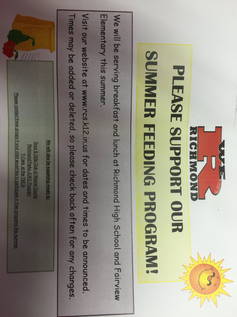 RCS Food service will be giving FREE meals at RHS and <a href="/FairviewElement/">Fairview Elementary</a> this summer.