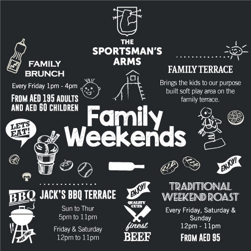 Bring the entire family to <a href="/sportsmanszsc/">The Sportsmans Arms</a> <a href="/ZayedSportsCity/">Zayed Sports City مدينة زايد الرياضية</a> for a weekend of fun!