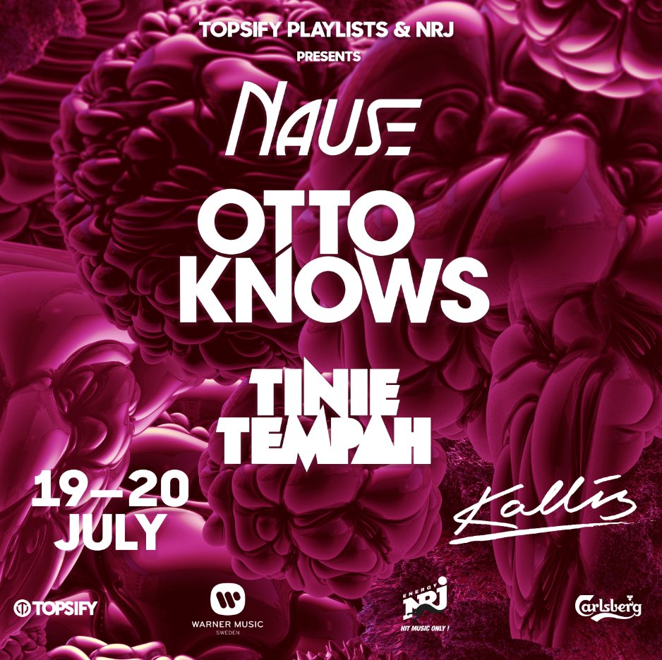 TopsifySweden's tweet photo. Huvudakterna under vecka 29 på legendariska @KallisVisby i sommar är @Nausemusic, @TinieTempah och @OTTOKNOWS! https://t.co/NwTiYqtwWS