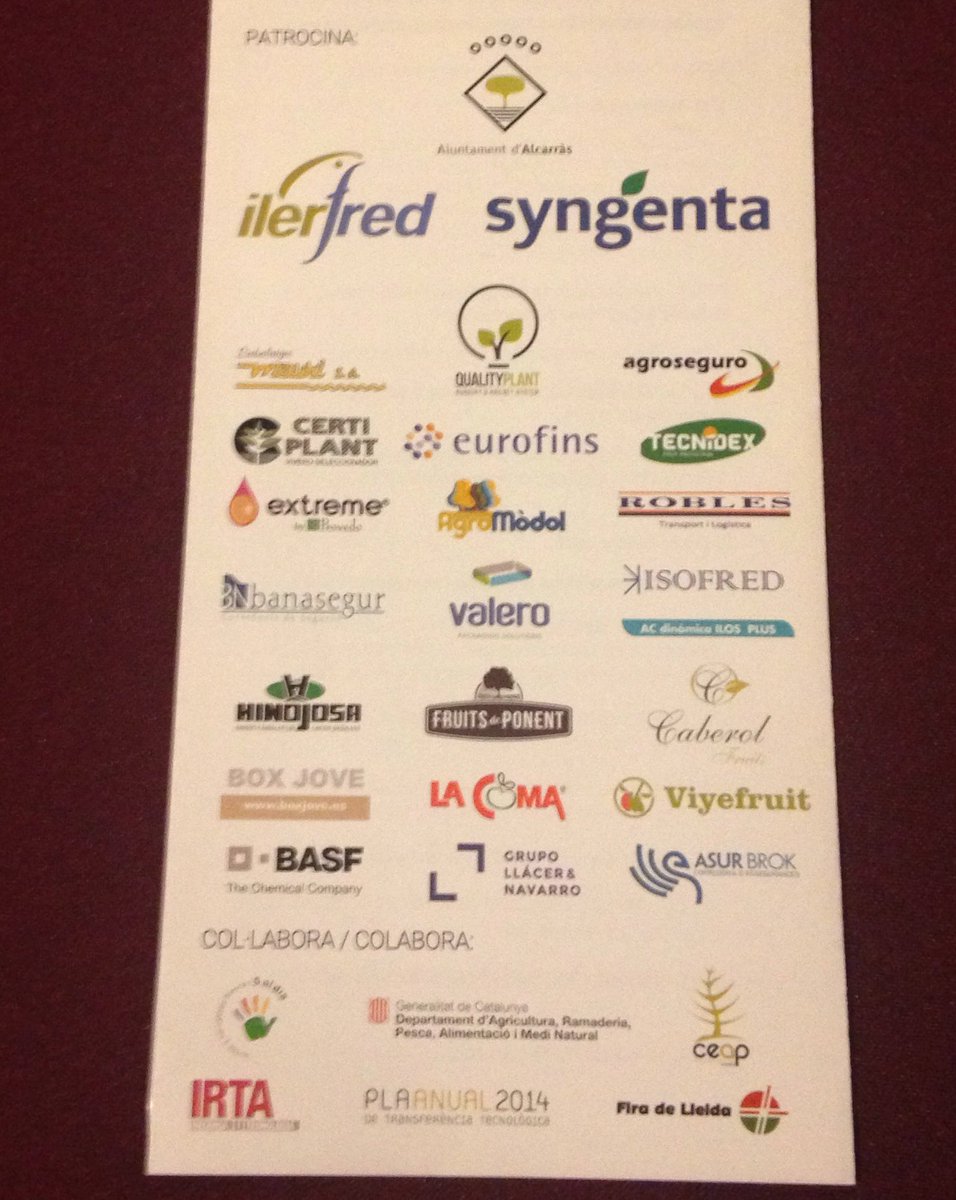 Afrucat's tweet photo. Gràcies @Syngenta #qualityFruit #eurofins #certiplant #provedo #tecnidex #basf #agroseguro #robles #Fòrum2016 https://t.co/6VbhsBCGmJ