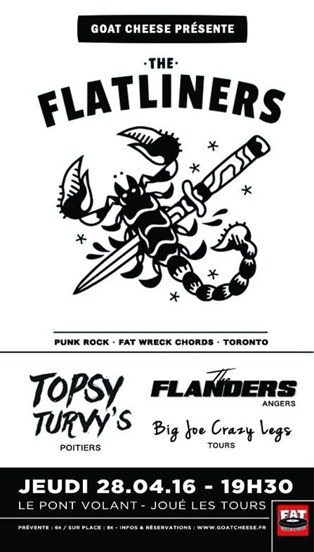 Prog37's tweet image. CE SOIR : Le groupe punk rock #TheFlatliners en concert à 19h30 au Pont Volant !
bit.ly/1T0UdTl