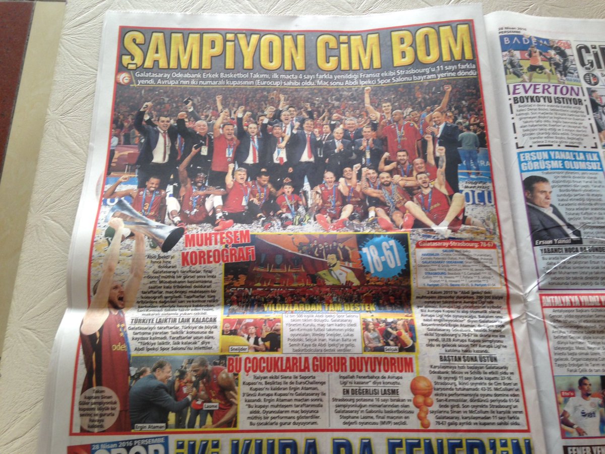 floreal_hdez's tweet photo. #GALSIG La Une du journal turc "Posta" et sa page sport après finale #Eurocup #Galatasaray #Istanbul vs #Strasbourg https://t.co/4CrM3LEmIm