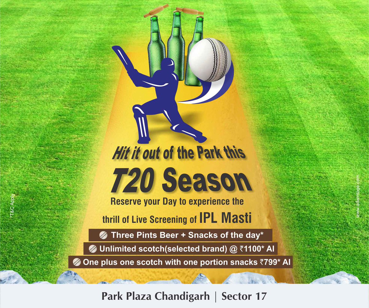 ChdParkPlaza's tweet image. Join us for exclusive IPL Deals @ChdParkPlaza
#IPL #IPLFun #Cricket #CricketingMoments #IPLOffers #FoodAndDrink