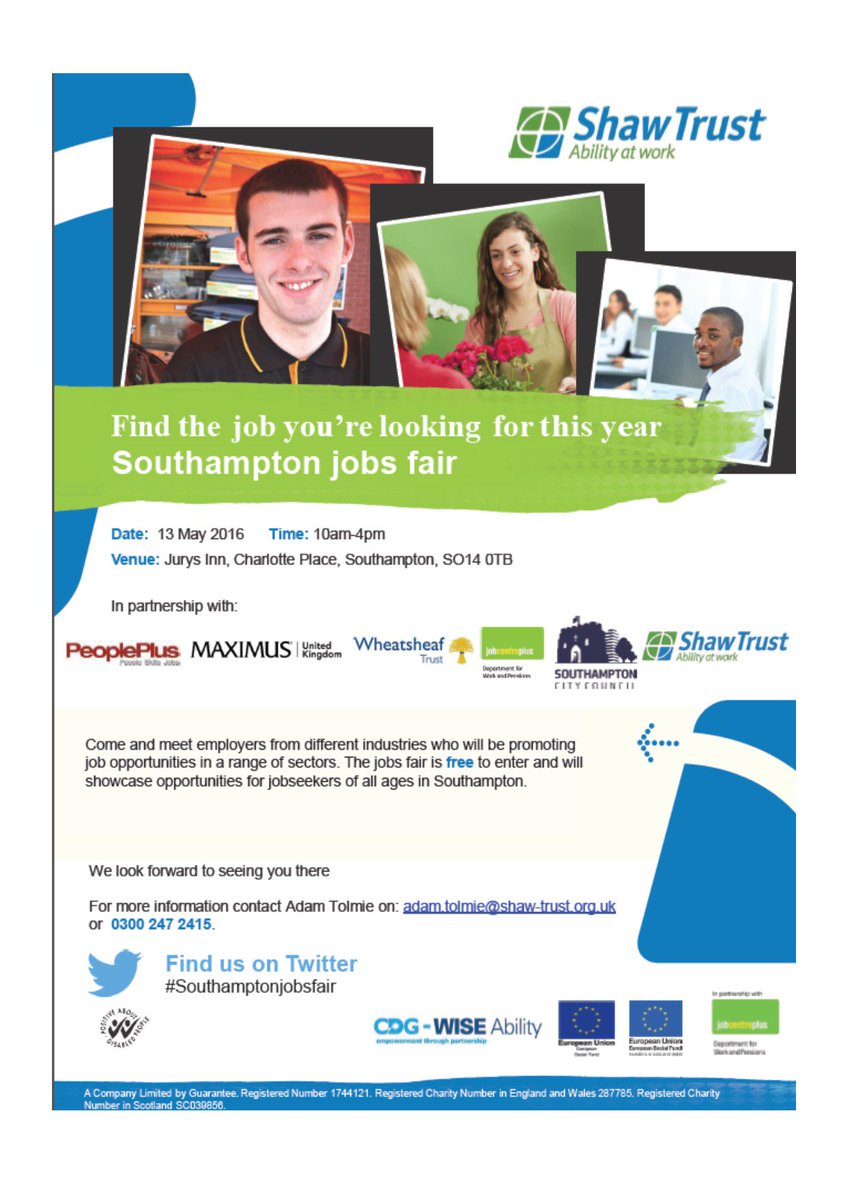 There's just over 2 weeks until #Southamptonjobsfair
Meet employers with vacancies! <a href="/EventSoton/">Event Southampton</a> <a href="/InSouthampton/">In Southampton</a>