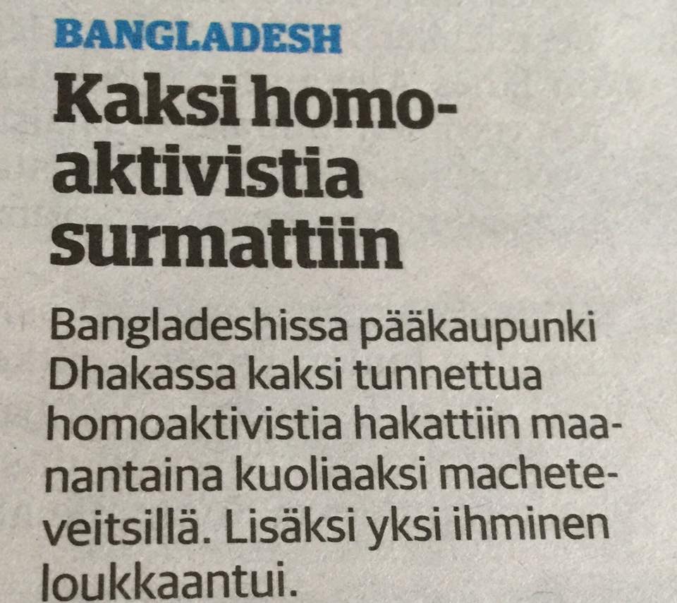 Tommi_Kinnunen's tweet photo. Välikohtauksessa kuoli kaksi homoaktivistia ja loukkaantui yksi ihminen. Savon Sanomat eilen. #luokittelu https://t.co/Iv6fK4S8co