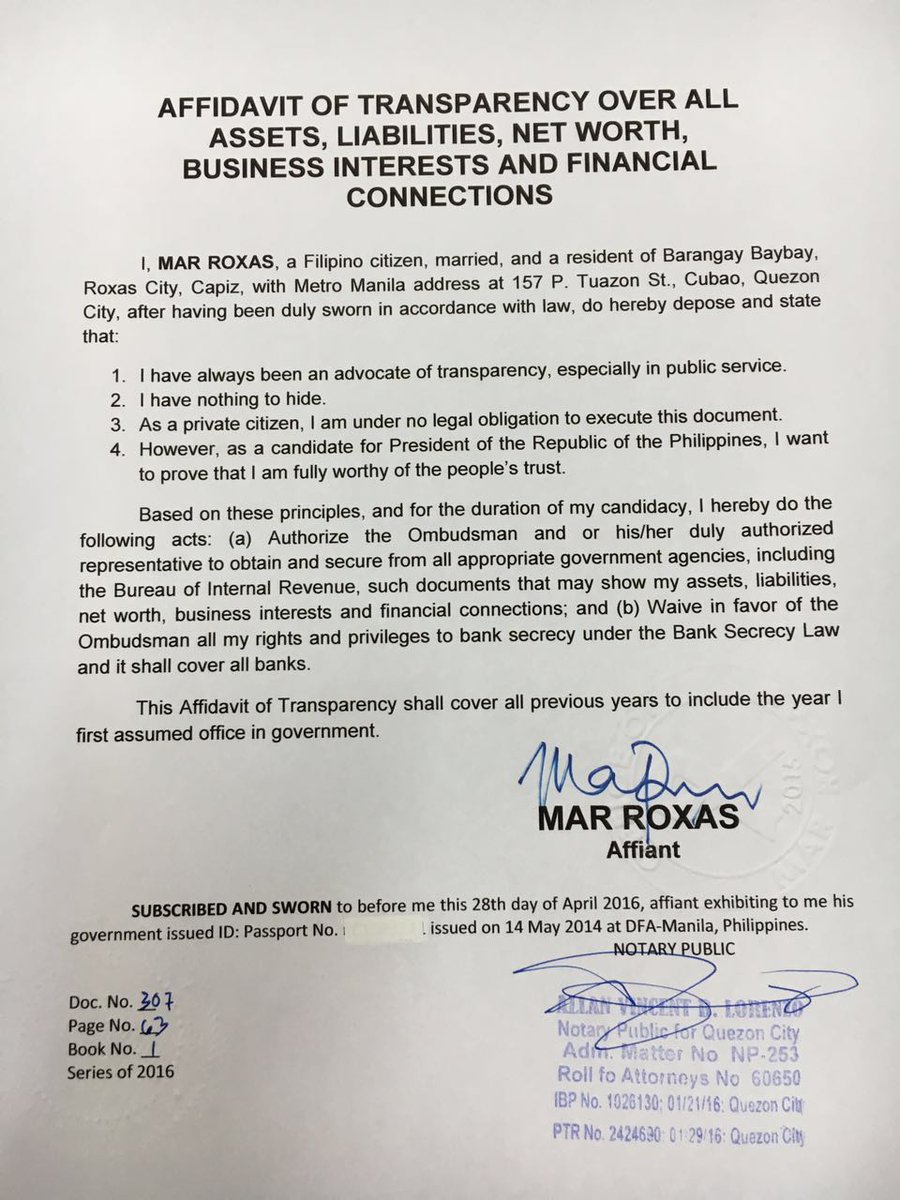 MARoxas's tweet photo. As a candidate for President of the Rep. of the Phil., I want to prove that I am fully worthy of the people’s trust https://t.co/Tr1vjBbjHc