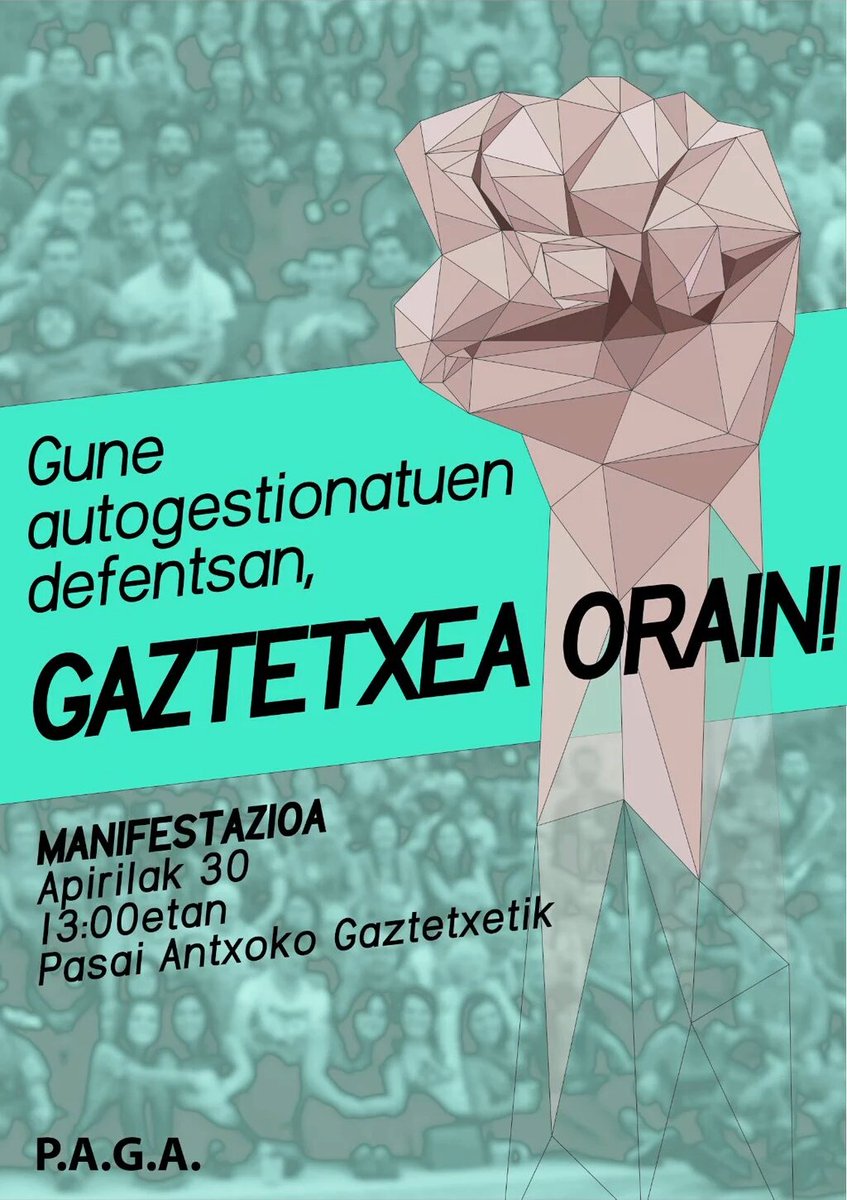 kortxoenea's tweet photo. Gune autogestionatuen defentsan, GAZTETXEA ORAIN!

Larunbatean denok Antxora! https://t.co/kt8mRGLUC6