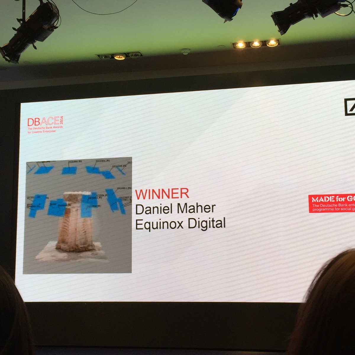 dddfurniture's tweet photo. ...and award goes to Daniel Maher for amazing project aiming to save endangered buildings by droned 3d scanning https://t.co/HIsZRhyct1