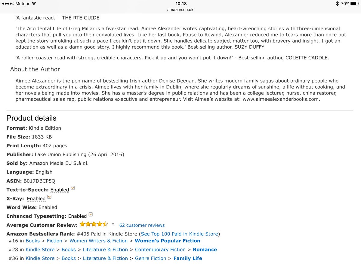 aimeealexbooks's tweet photo. HUGE thanks to everyone who has downloaded #GregMillar
#16 in popular women's fiction. wow
https://t.co/3EqJc2YjAp https://t.co/9JqndJ3ZA9
