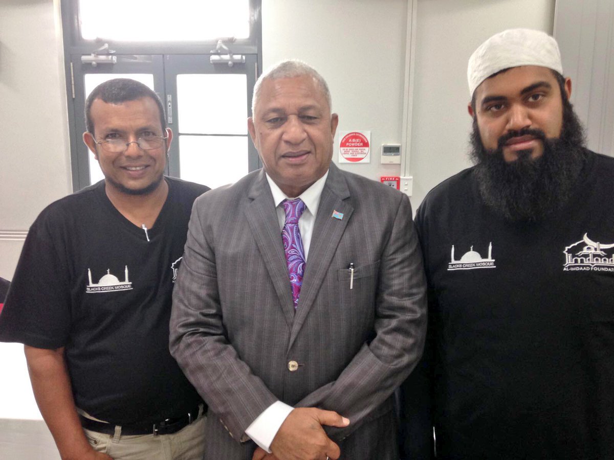 Our teams at the Fiji Parliament House with the Prime Minister, acknowledging the great work of Al-Imdaad Foundation