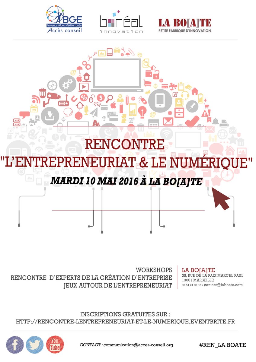 BGEPAM_acces's tweet photo. [#SaveTheDate #REN_LABOATE]  Mardi 10 Mai " Rencontre :L'entrepreneuriat &amp; le numérique" >>> https://t.co/UZU2VoIS2c https://t.co/9a7hS1To0x