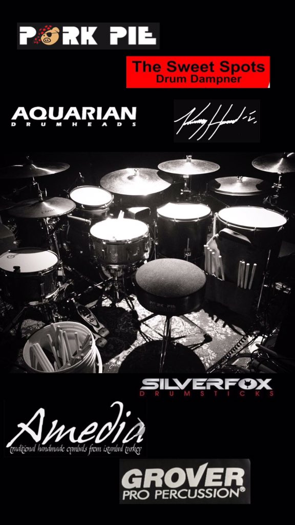 YES!!@porkpiedrum <a href="/AmediaCymbals/">Amedia Cymbals USA</a> <a href="/AquarianHeads/">Aquarian Drumheads</a> <a href="/SilverFoxSticks/">SilverFox Drumsticks</a> <a href="/GroverProPerc/">GroverProPercussion</a> <a href="/The_Sweet_Spots/">the sweet spots</a> <a href="/dwdrums/">Drum Workshop, Inc.</a>
