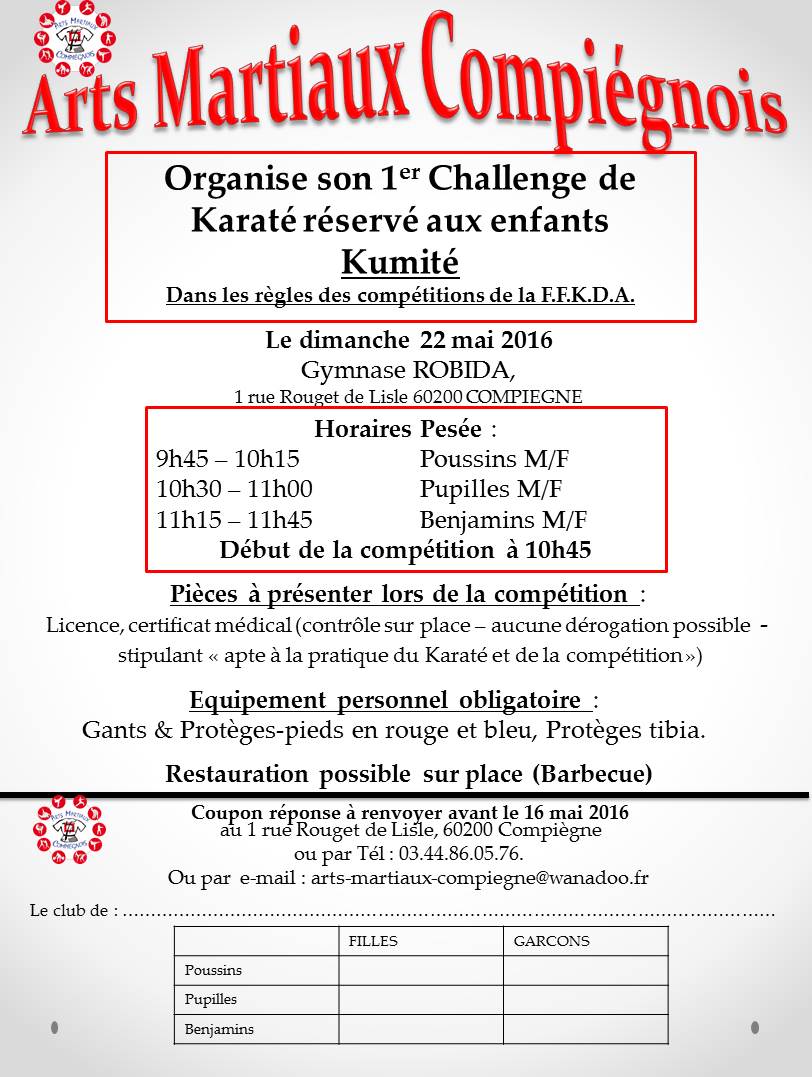 AMC60200's tweet photo. 1er Challenge #Karaté organisé par le club #Oise #Compiègne #ArtsMartiaux https://t.co/OO2cy1bkOq