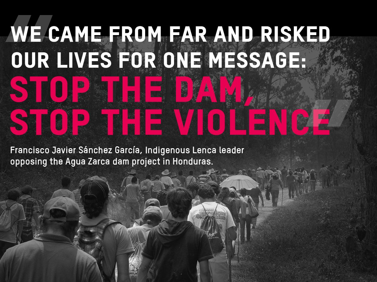 #Indigenous leaders from <a href="/COPINHHONDURAS/">COPINH</a> are in Europe with a clear message to investors: #StopAguaZarca