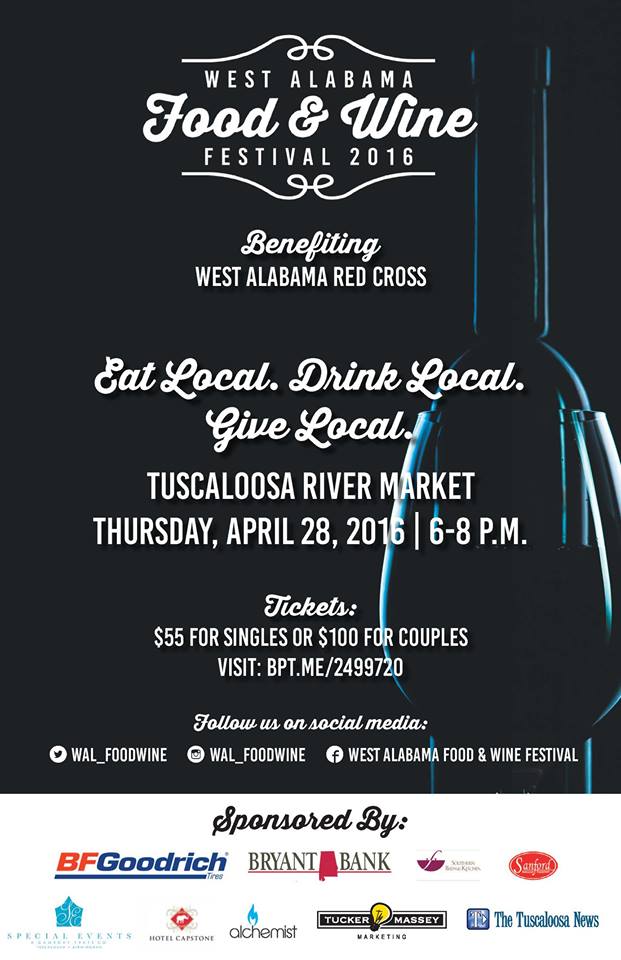 VisitTuscaloosa's tweet photo. Head over to the @TuscRiverMarket today from 6-8 p.m. for the West Alabama Wine Festival! https://t.co/B9DASJpNRf