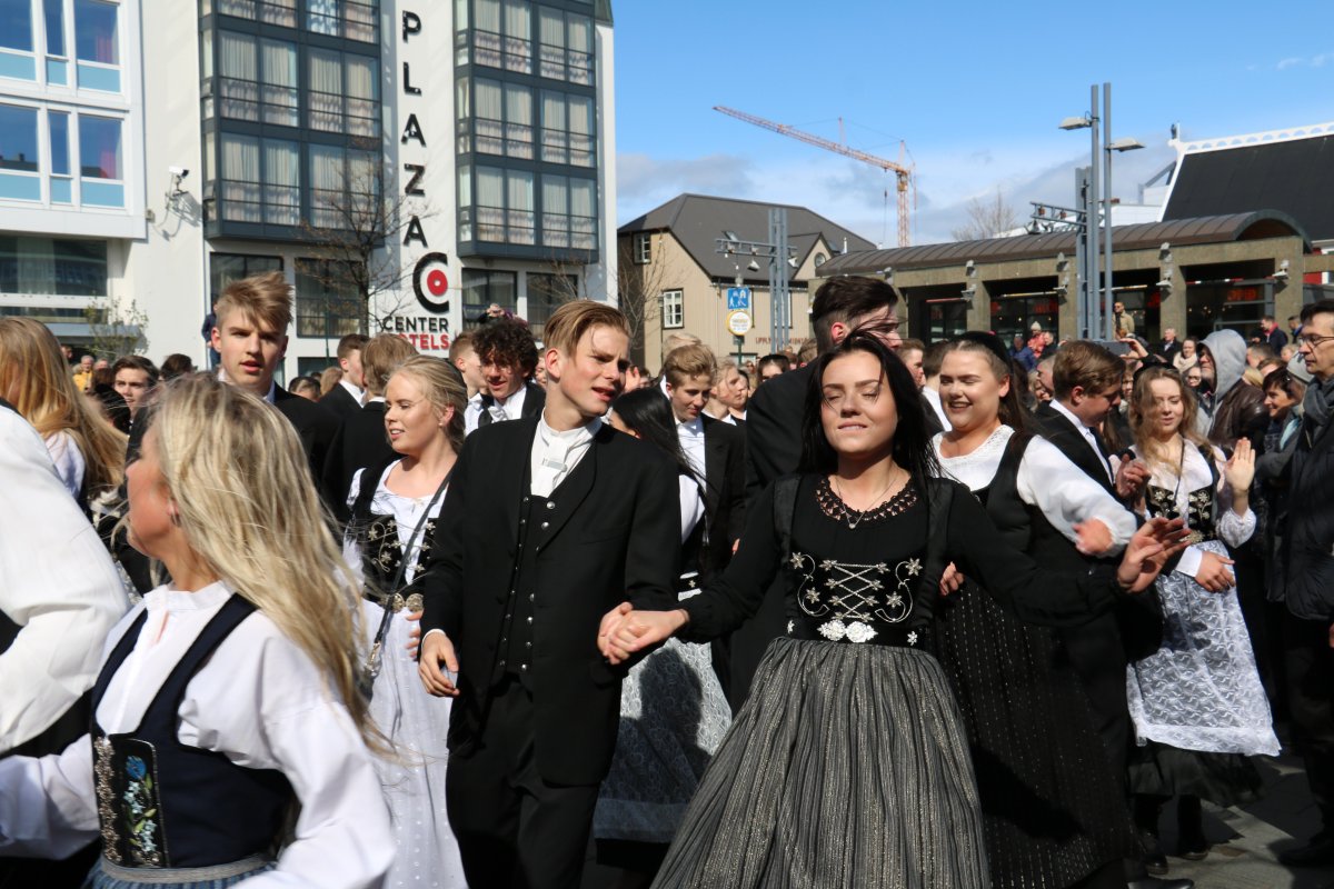 visitreykjavik's tweet photo. Icelandic students from Verzló dress up each year in the Icelandic costume and get together in downtown Reykjavík. https://t.co/bnI1epKnyr