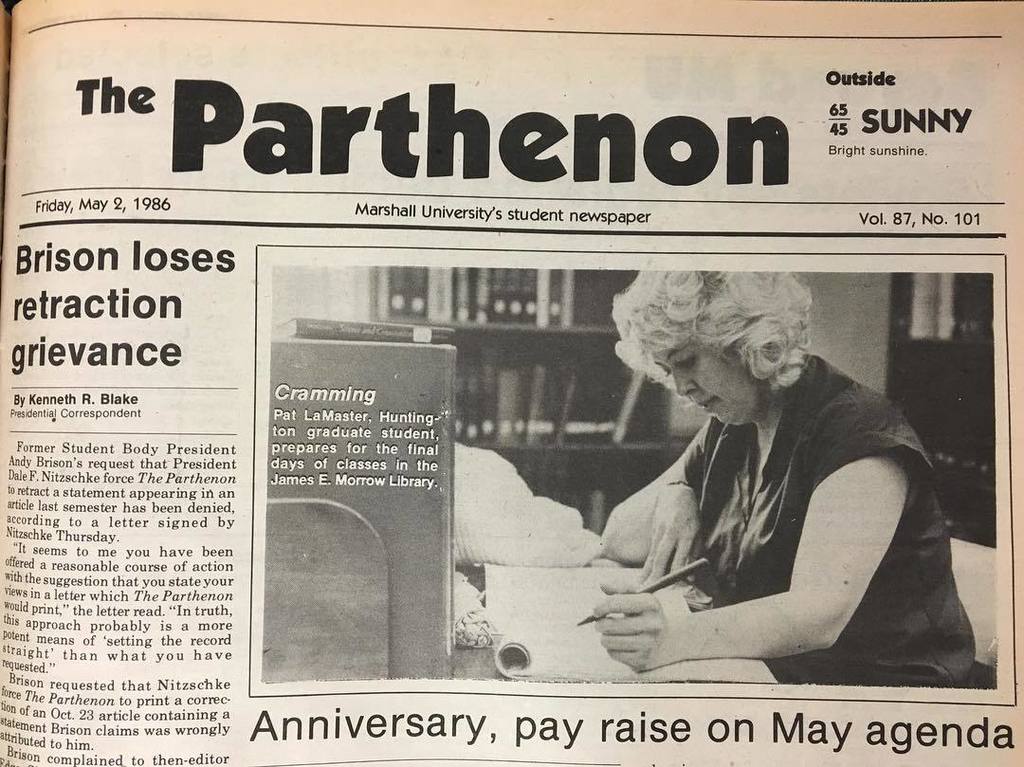 MU_SpecColl's tweet photo. #tbt #finals @marshallu #1986 #study #MorrowLibrary did you know the @marshalluspeccoll has the @muparthenon from 1… https://t.co/ZZ2mI0LXgf