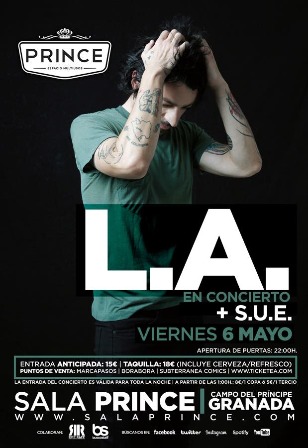 granadaocio's tweet photo. Cada vez más cerca el concierto de @LAtheband + S.U.E. en #Granada! @salaprince_gr #entradas https://t.co/VzJ6vvNuiN https://t.co/cVLDbX4LZw