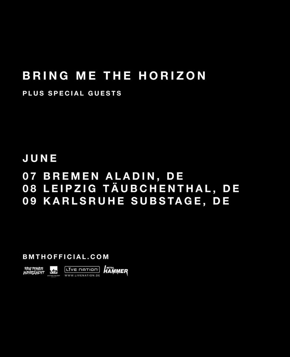 bmthofficial's tweet photo. Germany, we're coming back! Tickets on sale 10am tomorrow https://t.co/fpIatM1pI4