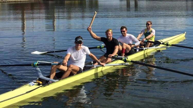RowingAust's tweet photo. That moment when you snap the handle off your oar mid session! Nice work Josh Booth! #ARTeam #snapsticks #mensfour https://t.co/Ui19d68L8t