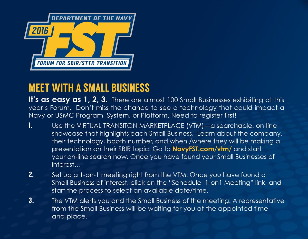NavySTP's tweet image. Small Companies...Big Impact! VTM, the easy street to #SBIR #smallbiz innovations is yours! navyfst.com