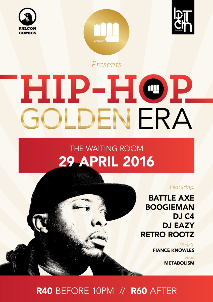 UppercutZA's tweet photo. FRIDAY #GoldenEra HipHop @Royale_Eatery @djeazy @dj_battle_axe @meggan #DjC4 #RetroRootz #Boogieman @Fiance_Knowles https://t.co/F3UO5FFvSI