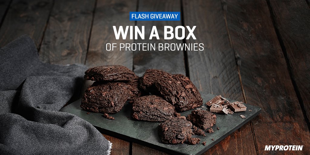 Myprotein's tweet photo. 💥 FLASH GIVEAWAY! 💥

FOLLOW &amp; RT to win a box of our protein brownies! 🍫😍 Ends 10pm! https://t.co/rRmHrkj5DE