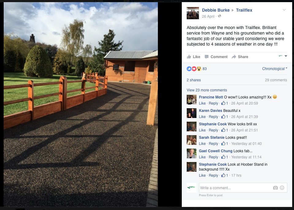 Trailflex's tweet photo. Job well done for the Trailflex team, Debbie's Stable Yard looks fantastic with our #SUDS compliant #porous #paving https://t.co/UkYokhcJkL