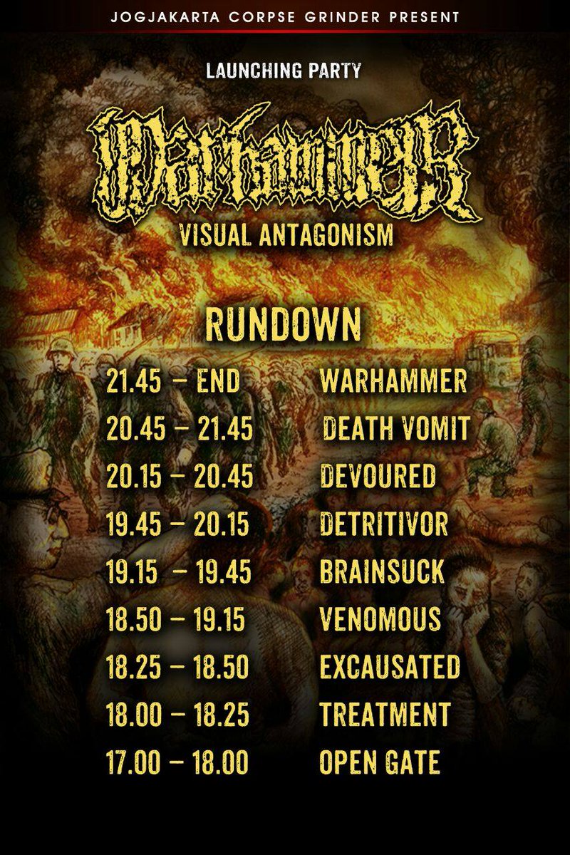 RUNDOWN Launcing Party WARHAMMER " Visual Antagonism"
Jumat 29 APRIL 2016.HTM 20K.Datang dari Awal, Nikmati pestanya